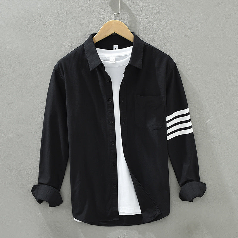 Liora Linen Shirt — Lightweight Breathable Shirt with Tonal Stripe Sleeves