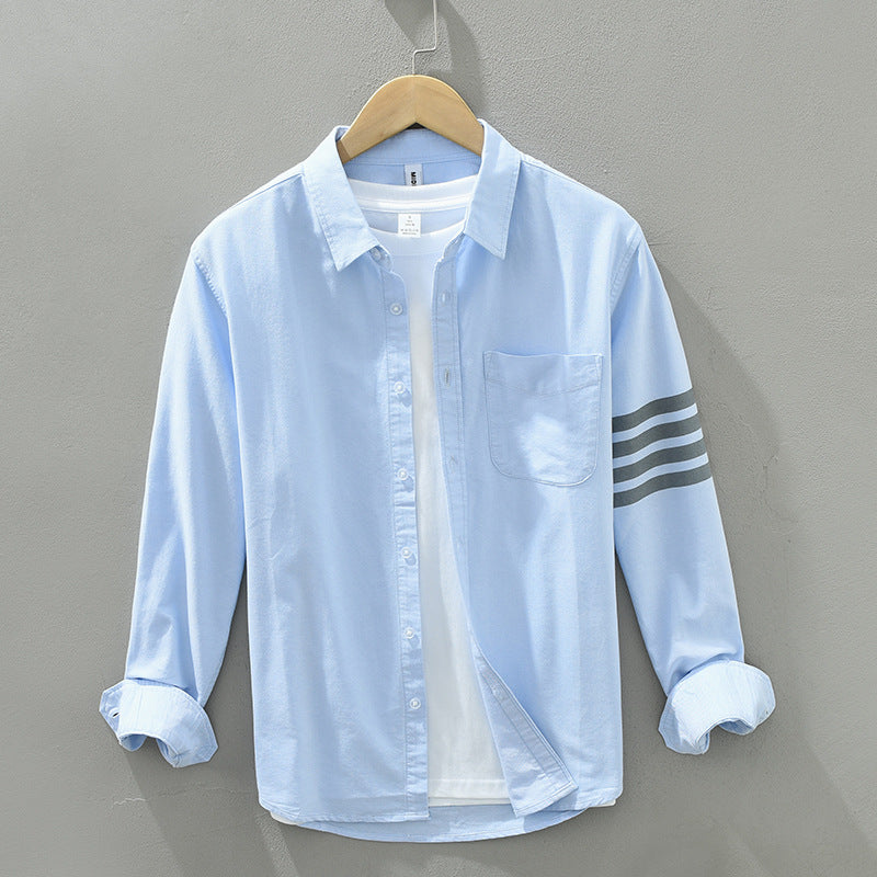 Liora Linen Shirt — Lightweight Breathable Shirt with Tonal Stripe Sleeves