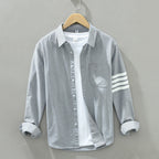 Liora Linen Shirt — Lightweight Breathable Shirt with Tonal Stripe Sleeves
