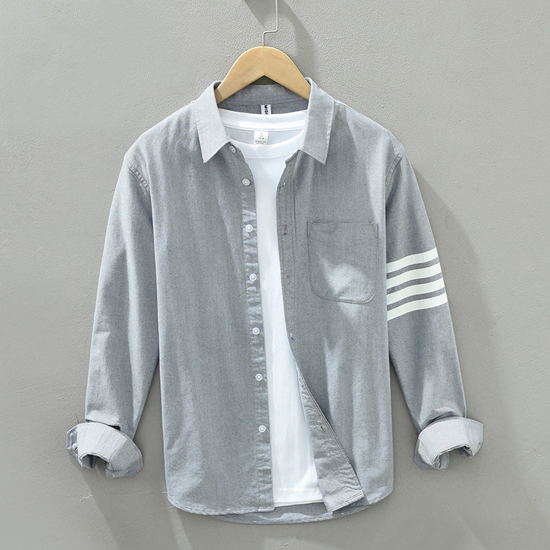 Liora Linen Shirt — Lightweight Breathable Shirt with Tonal Stripe Sleeves