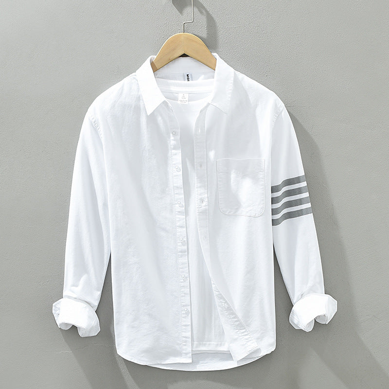 Liora Linen Shirt — Lightweight Breathable Shirt with Tonal Stripe Sleeves