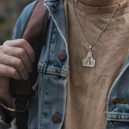 Rancher Initial Necklace | Engraved Metal Cattle Tag, Rustic Elegance 5