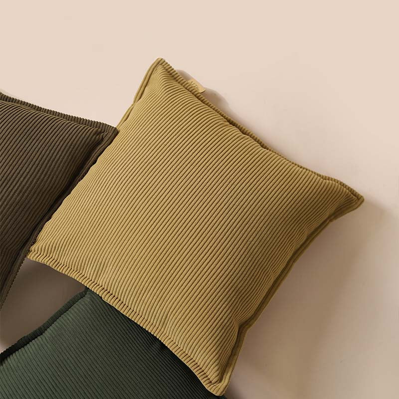 Ribbed Corduroy Throw Pillow in Earthy Tones – Soft and Versatile 18x18 Inches 1