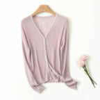 Lightweight Wool Cardigan with Soft Ribbed Texture and Tailored V-Neck