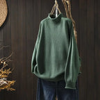 Cotton Knit Sweater with Intricate Texture and Relaxed Fit