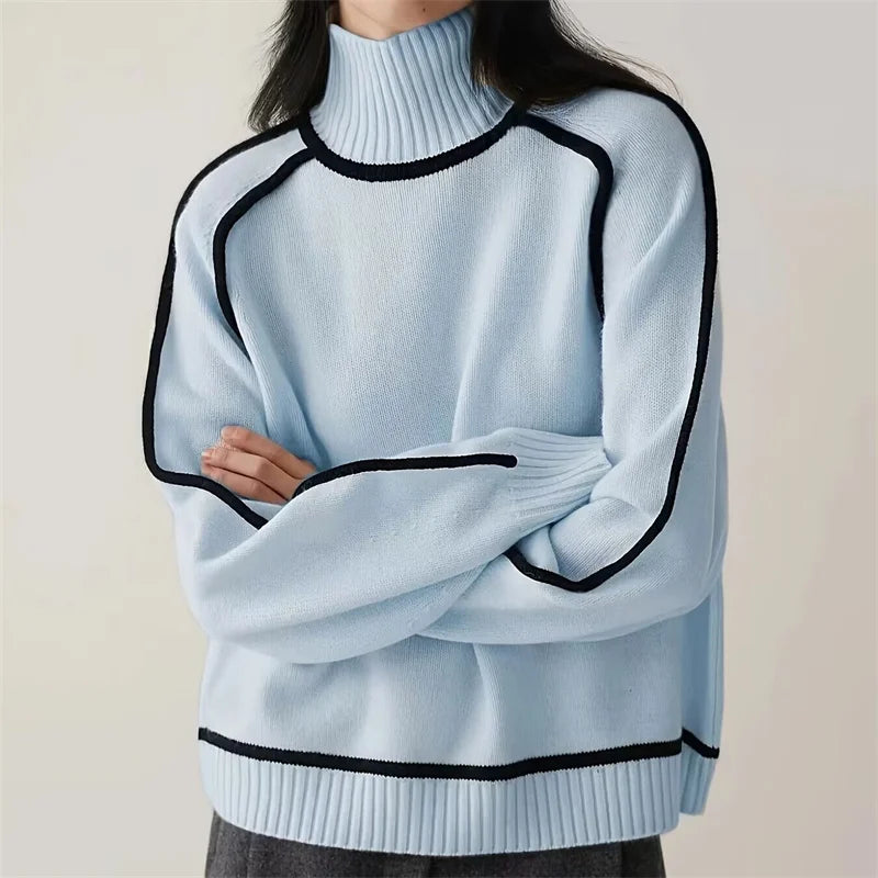 Soft Chainette Knit Turtleneck Sweater with Cashmere Blend for Comfort