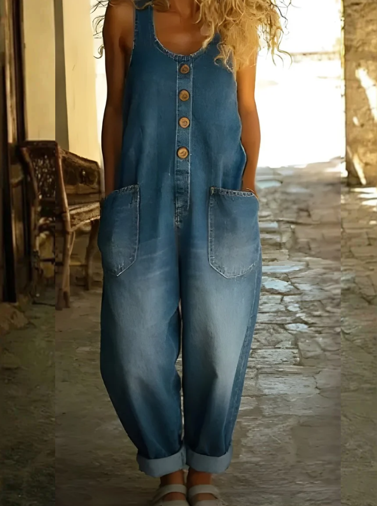 Sable Denim Overalls for Women | Soft Cotton Blend, Vintage Look 0