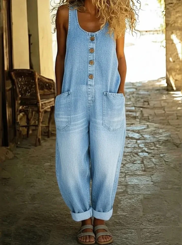 Sable Denim Overalls for Women | Soft Cotton Blend, Vintage Look 2
