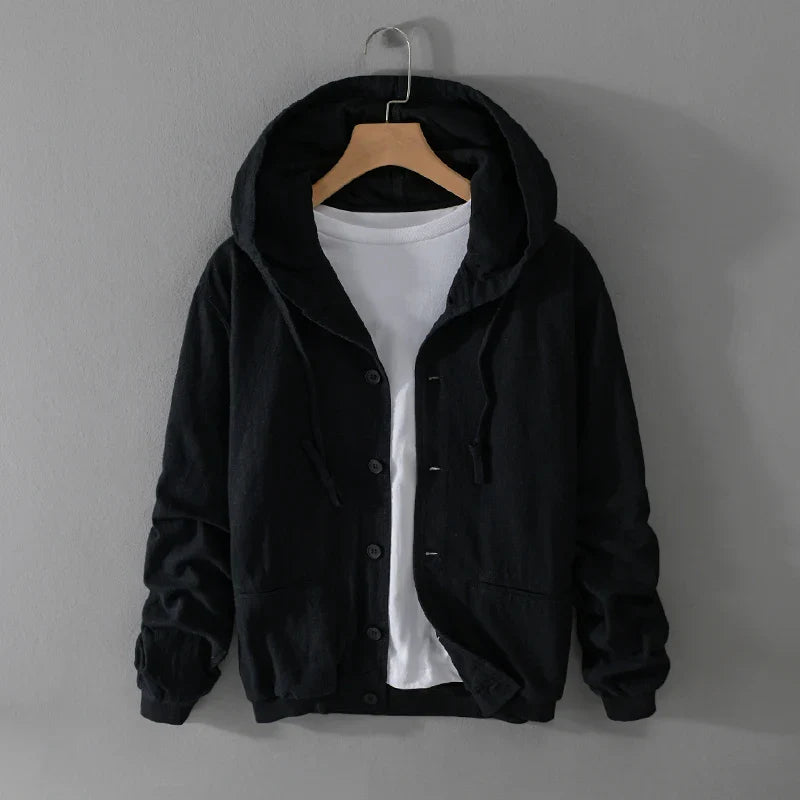 Lightweight Cotton-Linen Blend Hoodie with Breathable, Soft Texture