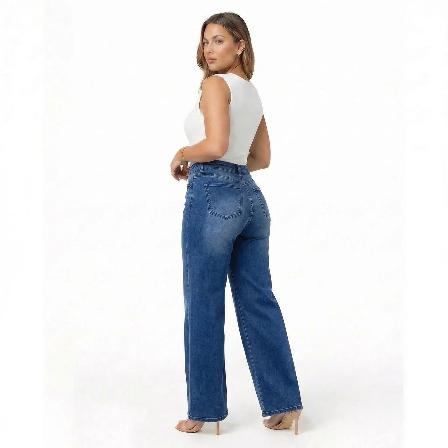 Sculpt Wide Leg Jeans | Mid Rise, Curve-Sculpt Technology, Black Denim 10