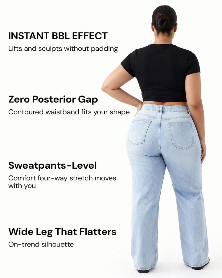 Sculpt Wide Leg Jeans | Mid Rise, Curve-Sculpt Technology, Black Denim 6