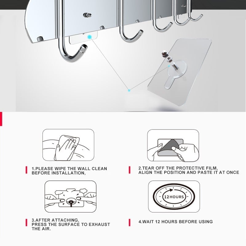 Sena Wall Hooks | Self-Adhesive, Heavy-Duty Coat Hooks for Wall, Key Hooks 4