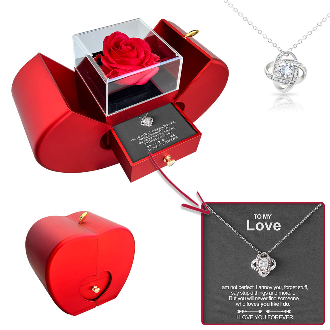 Serenity Silver Necklace | Real Rose, Adjustable Chain 17.71-21.65 Inches 0