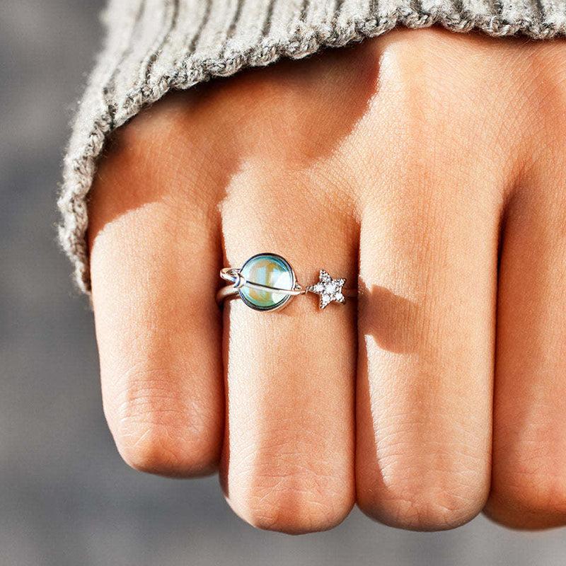 Stella Moon Ring | Adjustable Silver-Tone, Star and Moon Design 1