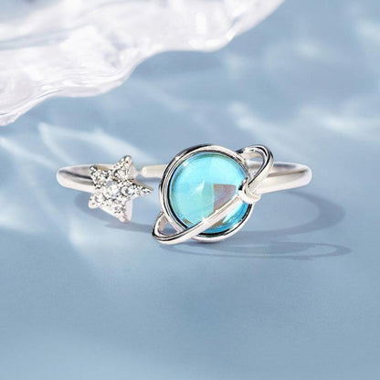 Stella Moon Ring | Adjustable Silver-Tone, Star and Moon Design 4