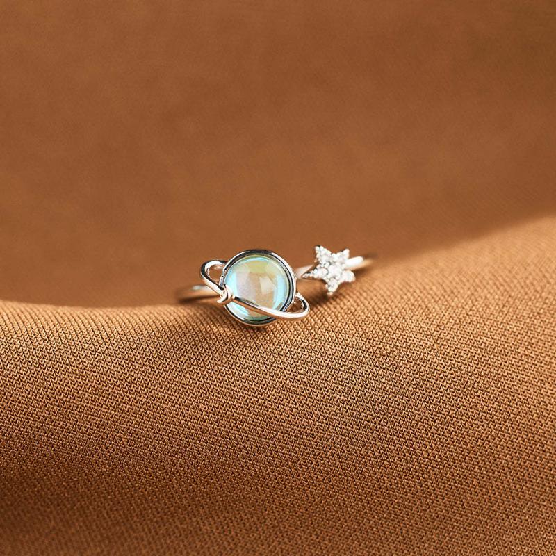Stella Moon Ring | Adjustable Silver-Tone, Star and Moon Design 6