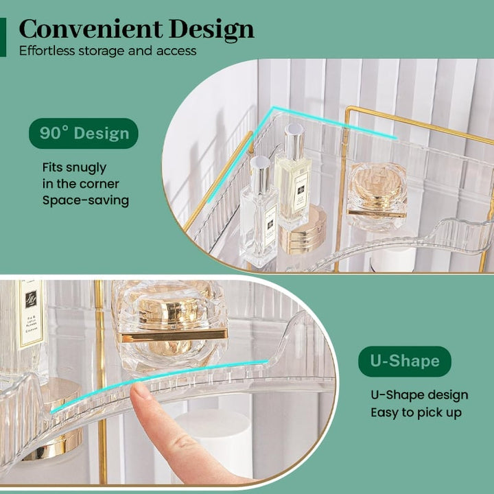 Tera Corner Cabinet Organizer | 3-Tier Transparent Design for Bathroom or Living Room 2