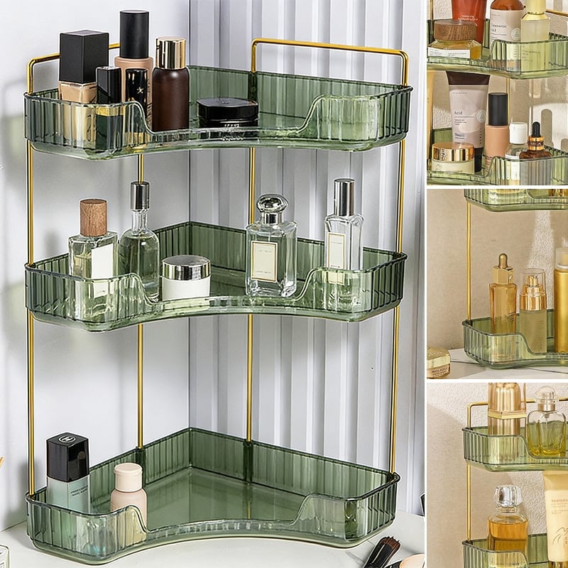 Tera Corner Cabinet Organizer | 3-Tier Transparent Design for Bathroom or Living Room 5