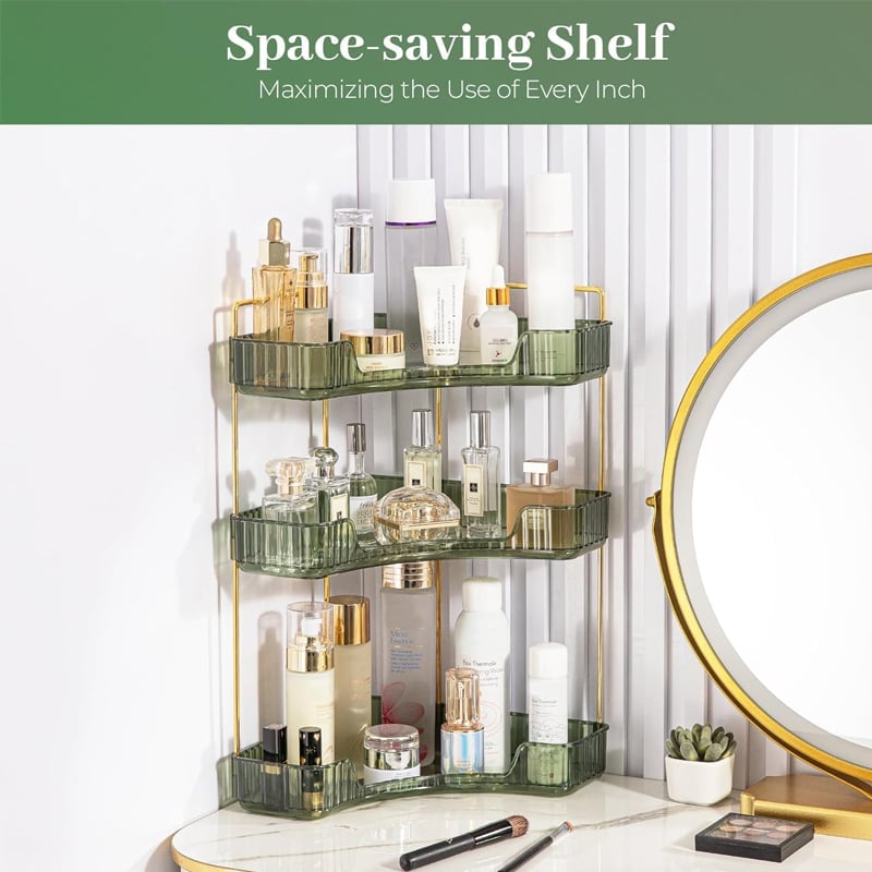 Tera Corner Cabinet Organizer | 3-Tier Transparent Design for Bathroom or Living Room 6