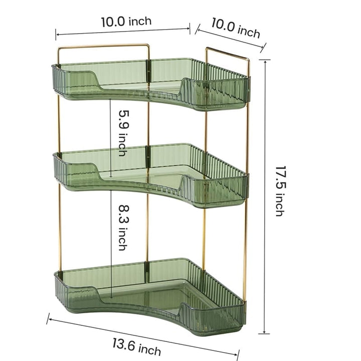 Tera Corner Cabinet Organizer | 3-Tier Transparent Design for Bathroom or Living Room 7
