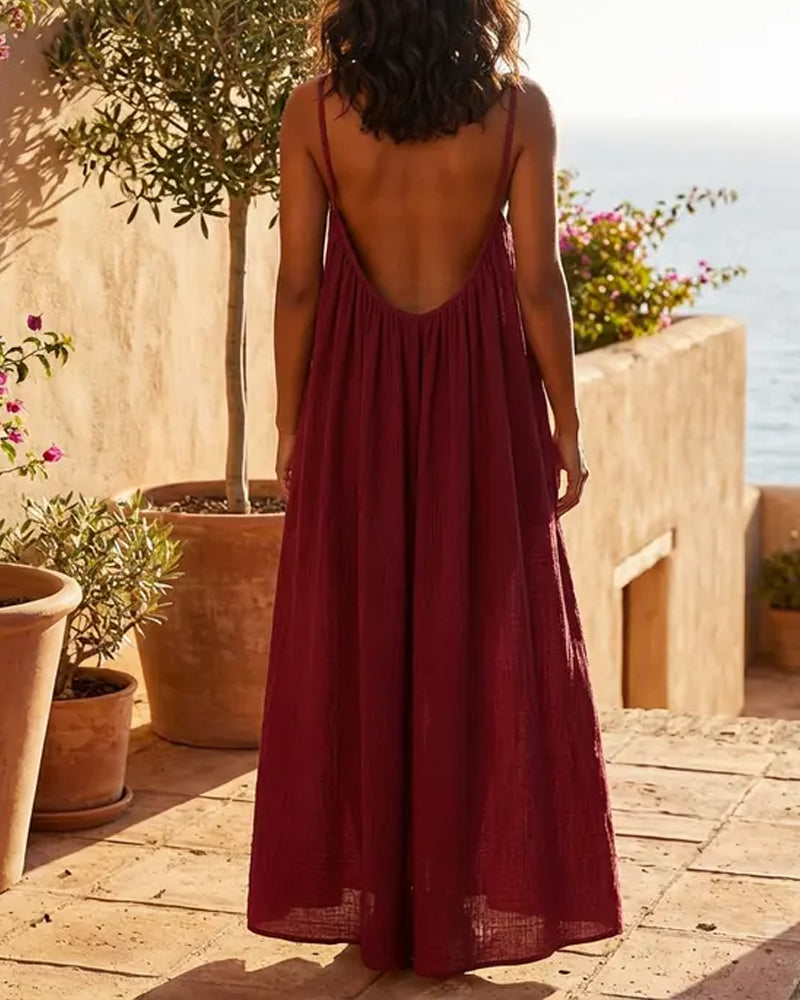 Wina Womens Dress | Backless Lightweight Cotton Summer Dress 6