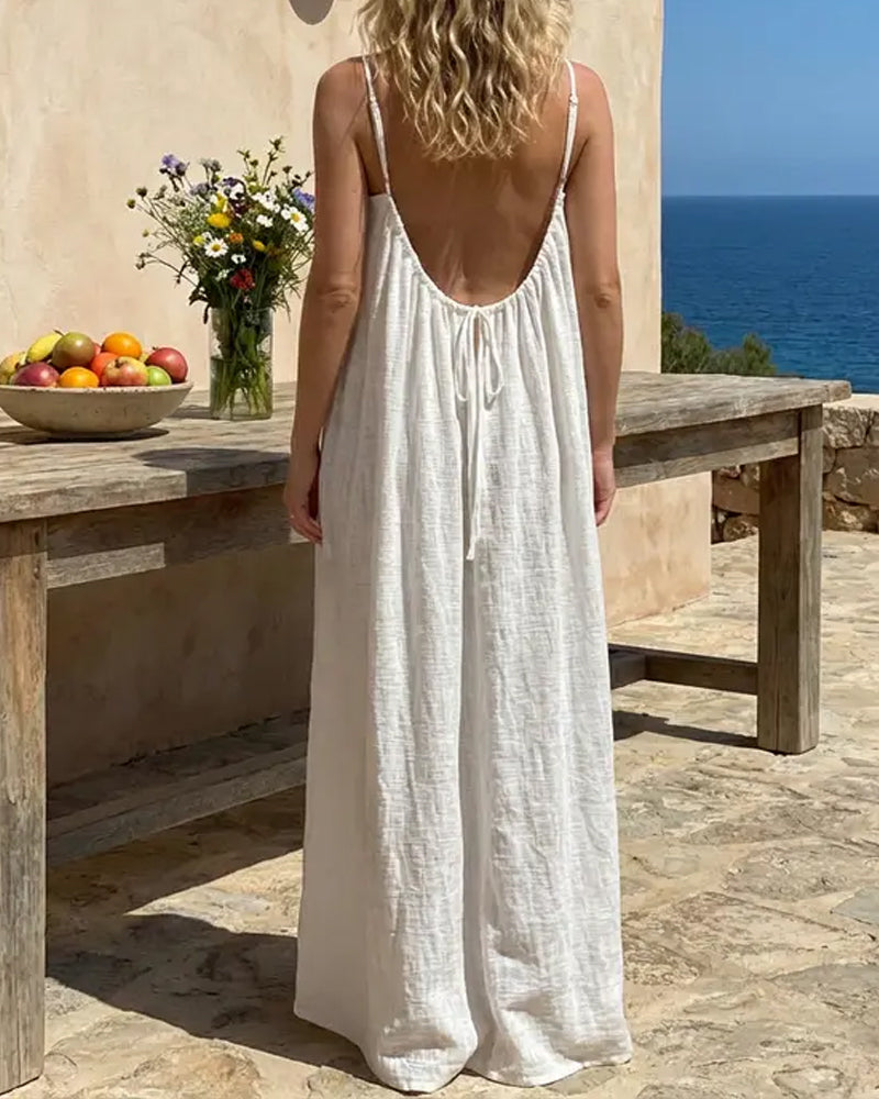 Wina Womens Dress | Backless Lightweight Cotton Summer Dress 8
