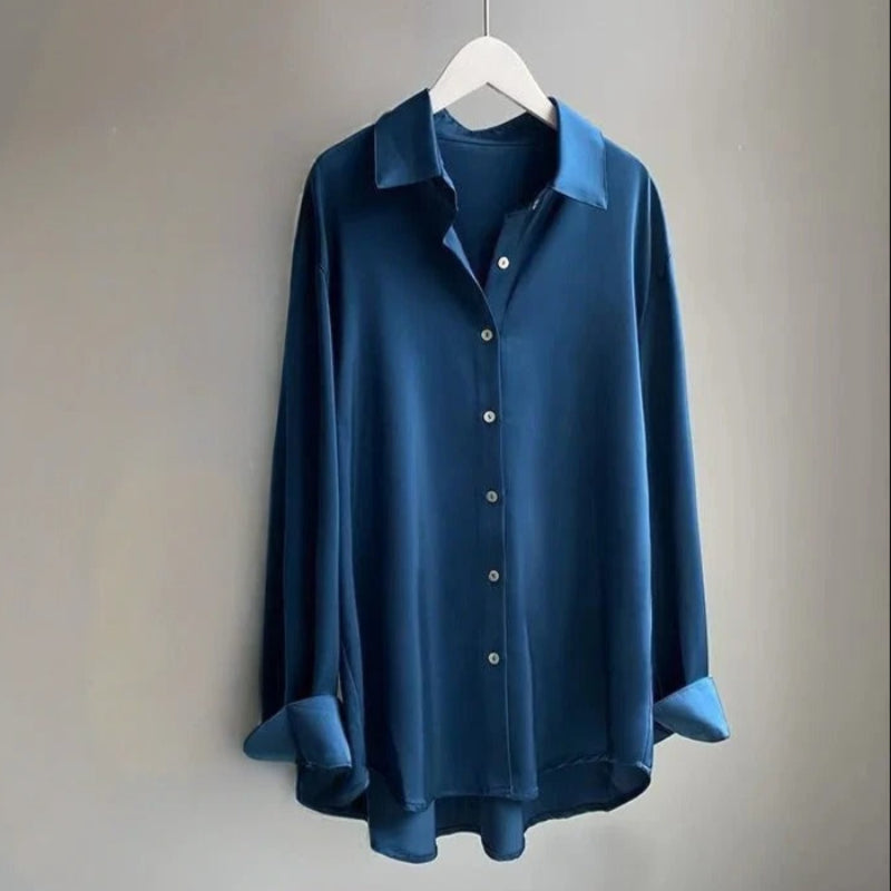Silk-Infused Soft Blouse with Flowing Silhouette and Delicate Sheen