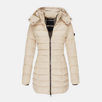 Veyla — Women’s Slim Quilted Hooded Puffer Coat with Ribbed Cuffs