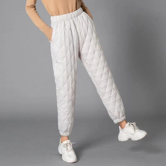 Elara Quilted Insulated Pants — Warm Soft Fabric with Diamond Stitching