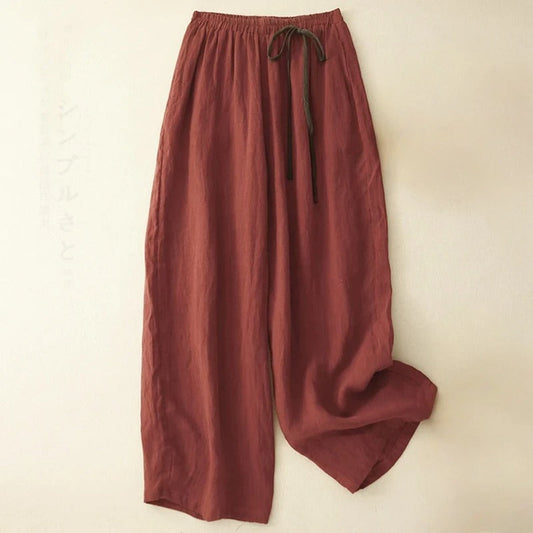 Liora — Premium Linen Trousers with Gathered Waist for Casual Comfort