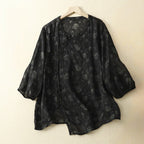 ADELA LINEN BLOUSE (Black XS) - | Zavonix