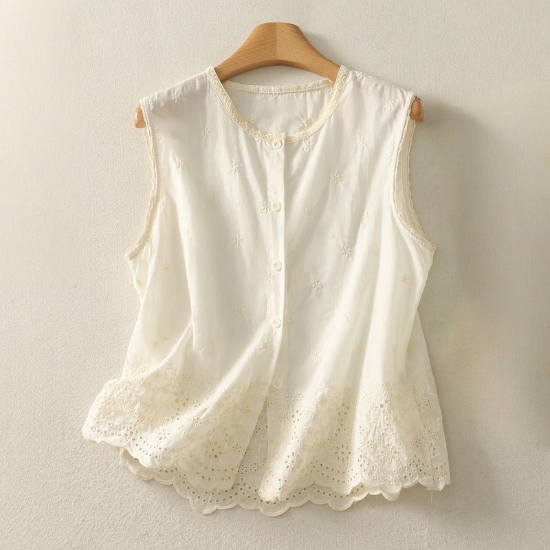 ADELE FLAX VEST (Cream XS) - | Zavonix