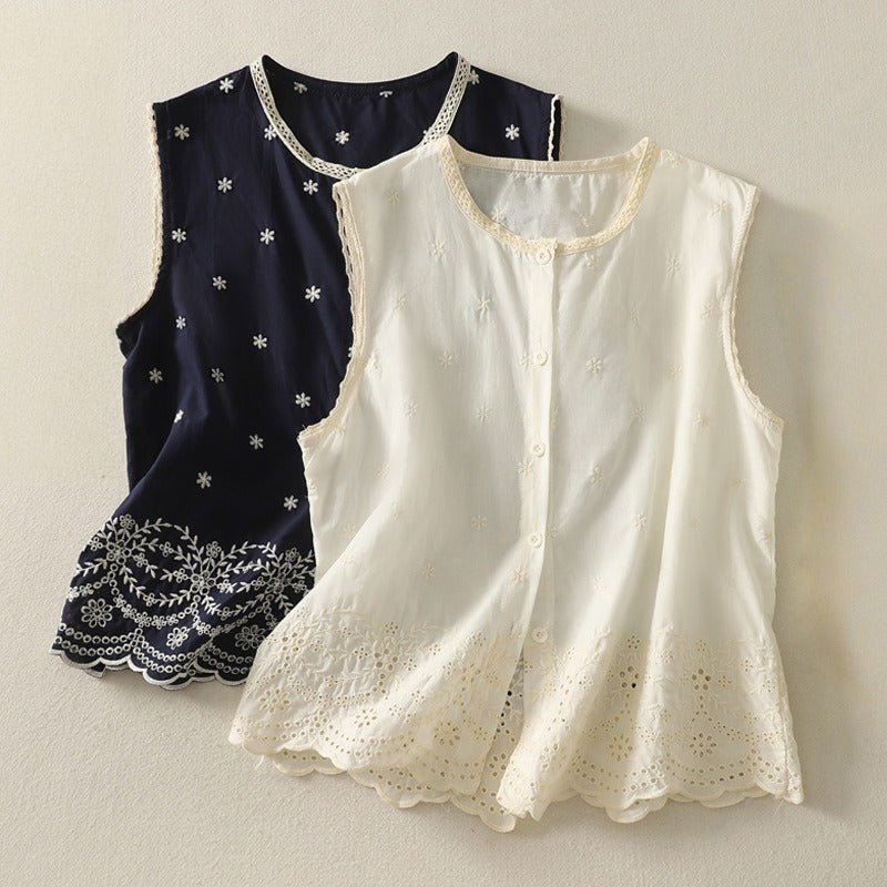 ADELE FLAX VEST (Cream XS) - | Zavonix