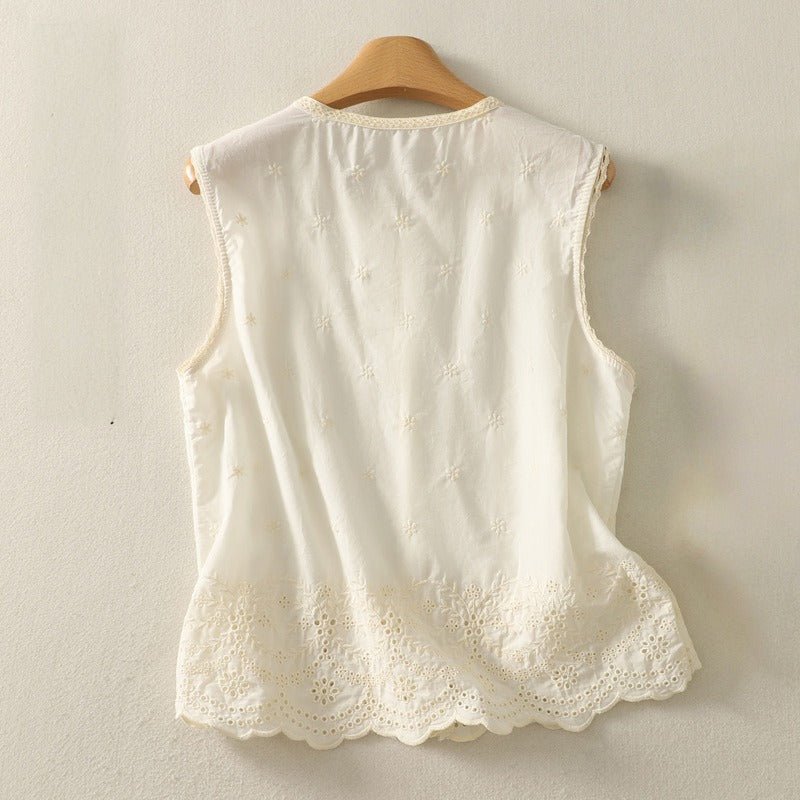 ADELE FLAX VEST (Cream XS) - | Zavonix
