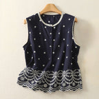 ADELE FLAX VEST (Navy Blue XS) - | Zavonix