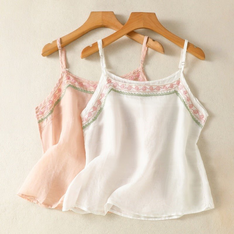 ADELE LINEN CAMISOLE (Light Pink XS) - | Zavonix