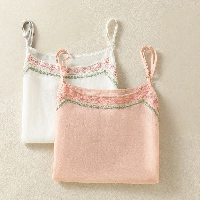 ADELE LINEN CAMISOLE (Light Pink XS) - | Zavonix