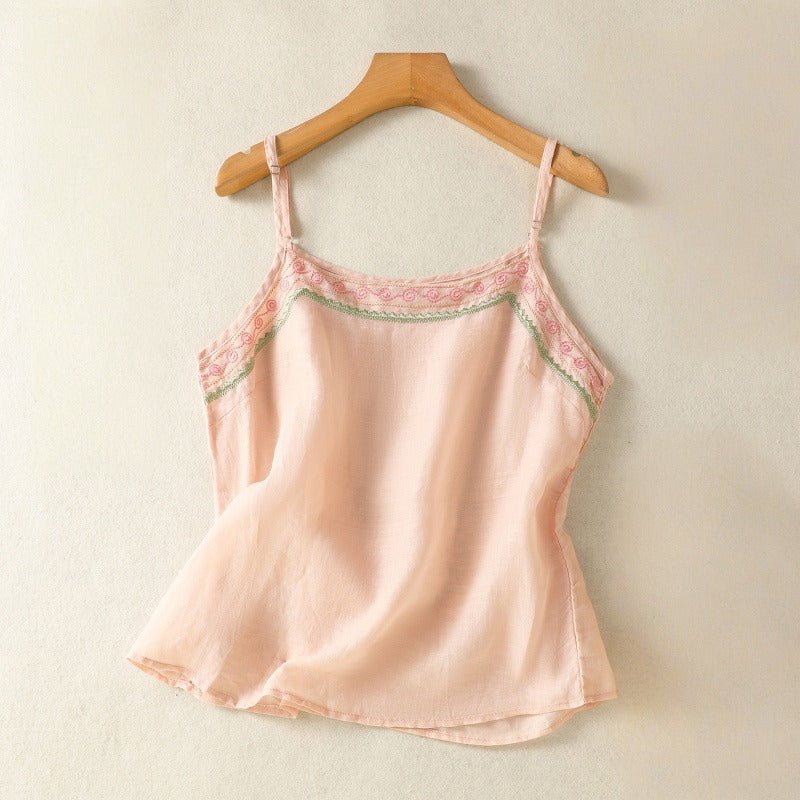 ADELE LINEN CAMISOLE (Light Pink XS) - | Zavonix