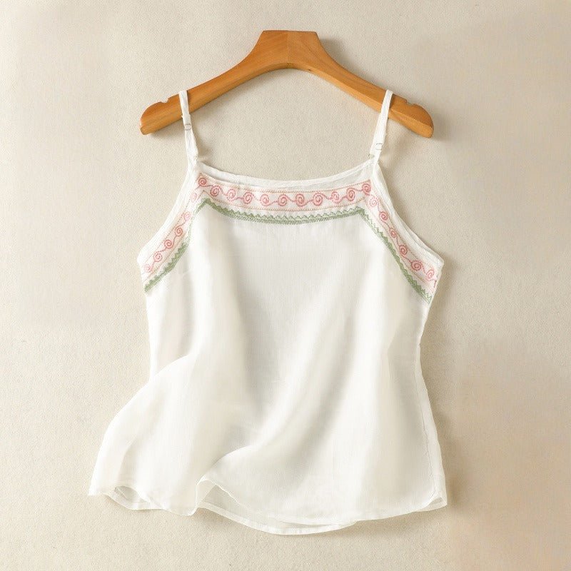 ADELE LINEN CAMISOLE (White XS) - | Zavonix