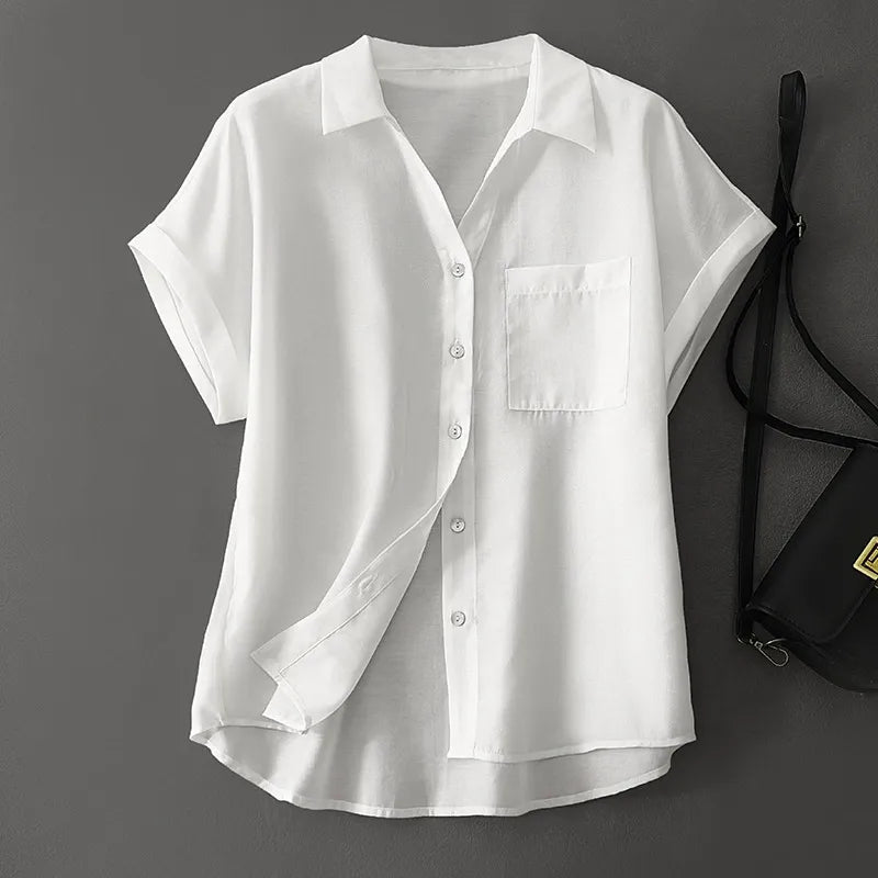 ADIRA VEIL LINEN SHIRT (Beige XS) - | Zavonix