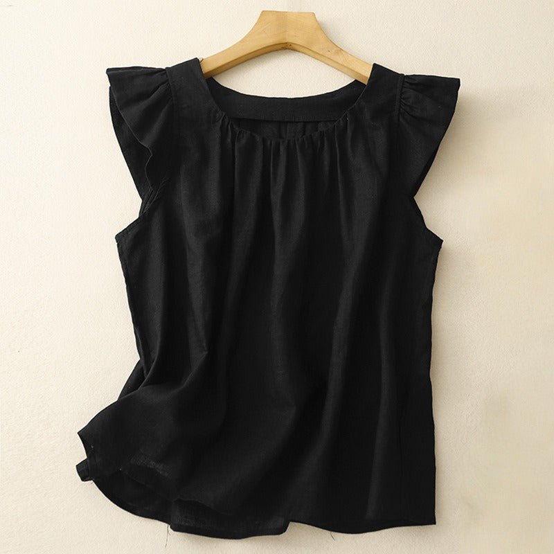 ADRIA LINEN TOP (Black XS) - | Zavonix