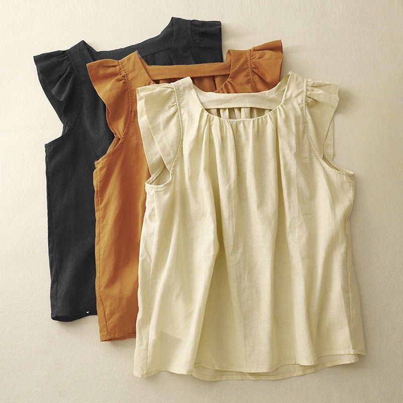 ADRIA LINEN TOP (Black XS) - | Zavonix