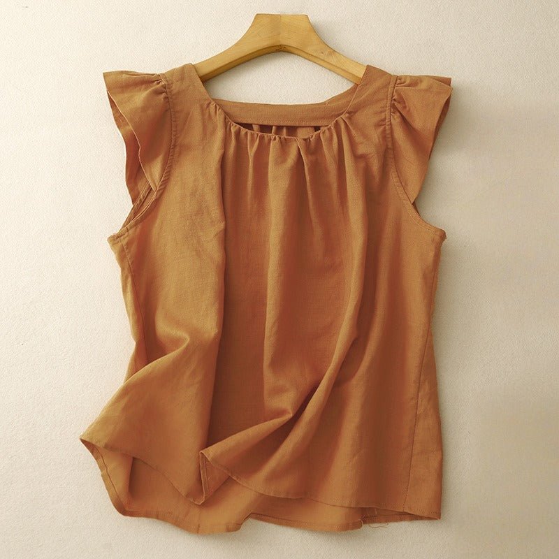 ADRIA LINEN TOP (Orange XS) - | Zavonix