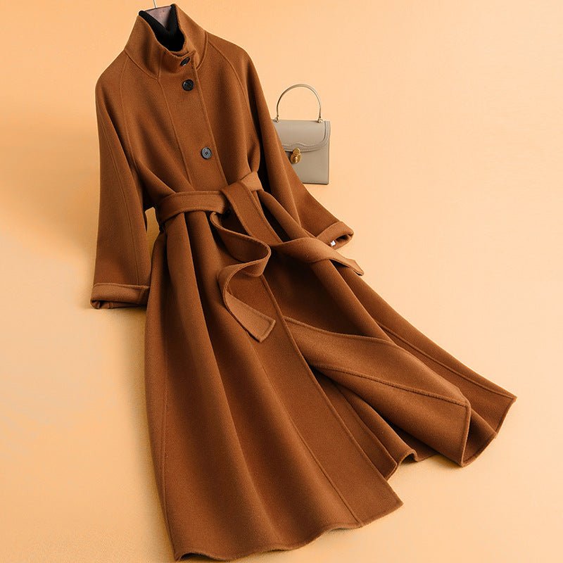 ADRIA™ MERINO WOOL LONGCOAT (Brown XS) - | Zavonix