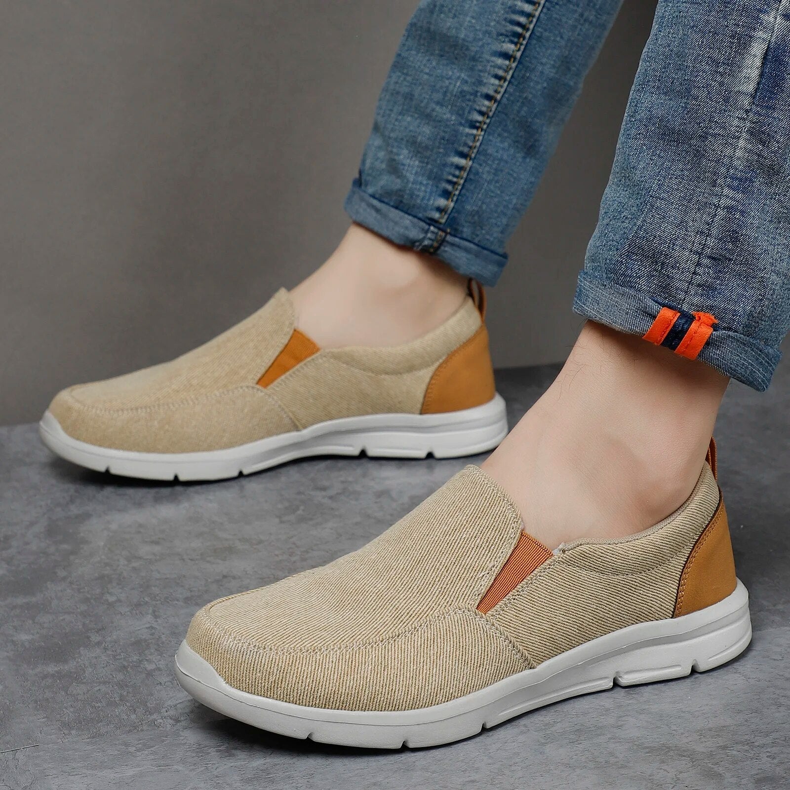 Aiden Slip - Ons Sneakers (Khaki 6 US) - Men's Shoes | Zavonix