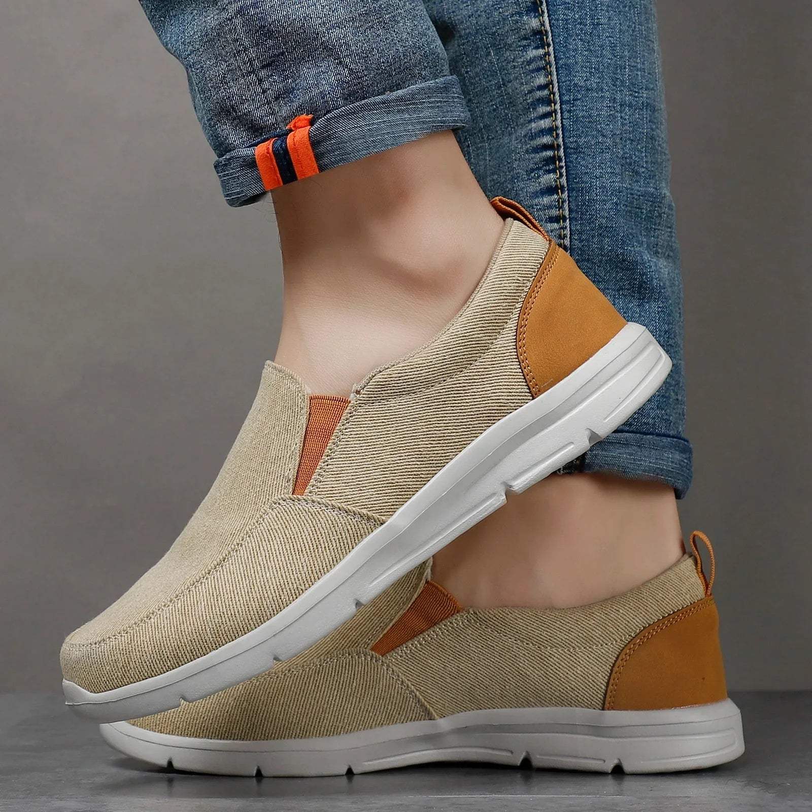 Aiden Slip - Ons Sneakers (Khaki 6 US) - Men's Shoes | Zavonix