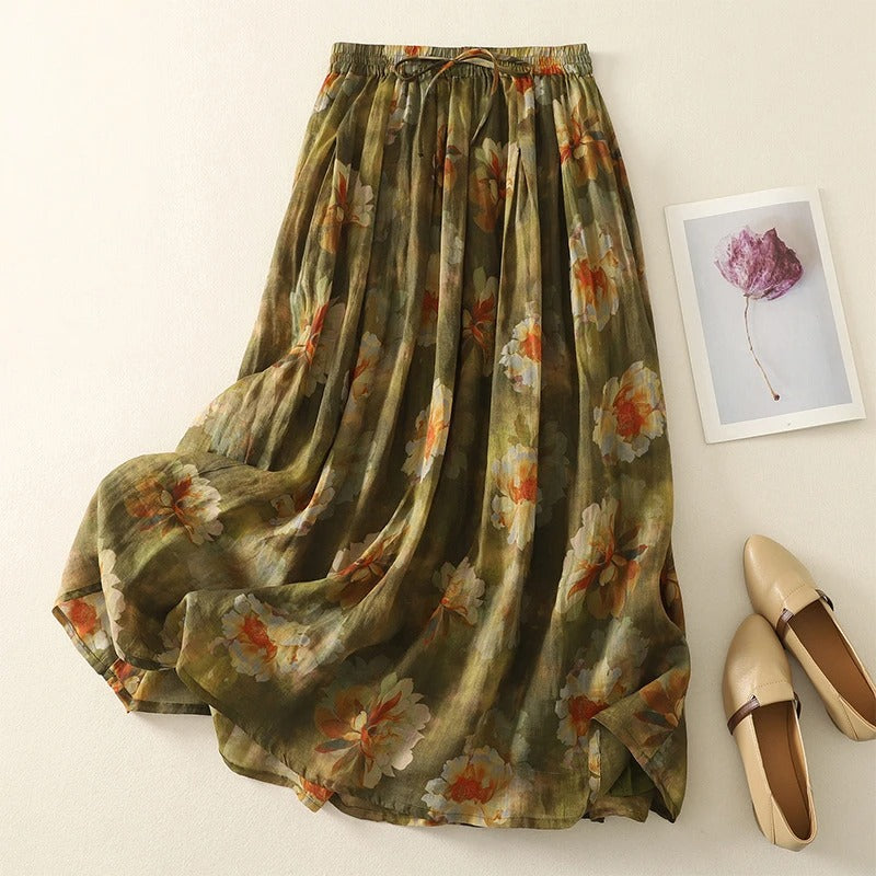 Liora — Lightweight Linen Skirt with Elastic Waistband