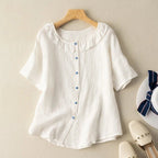 AirSilk Linen Blouse™ — Feel Fresh, Cool, and Stunning All Day Long (White XS) - | Zavonix