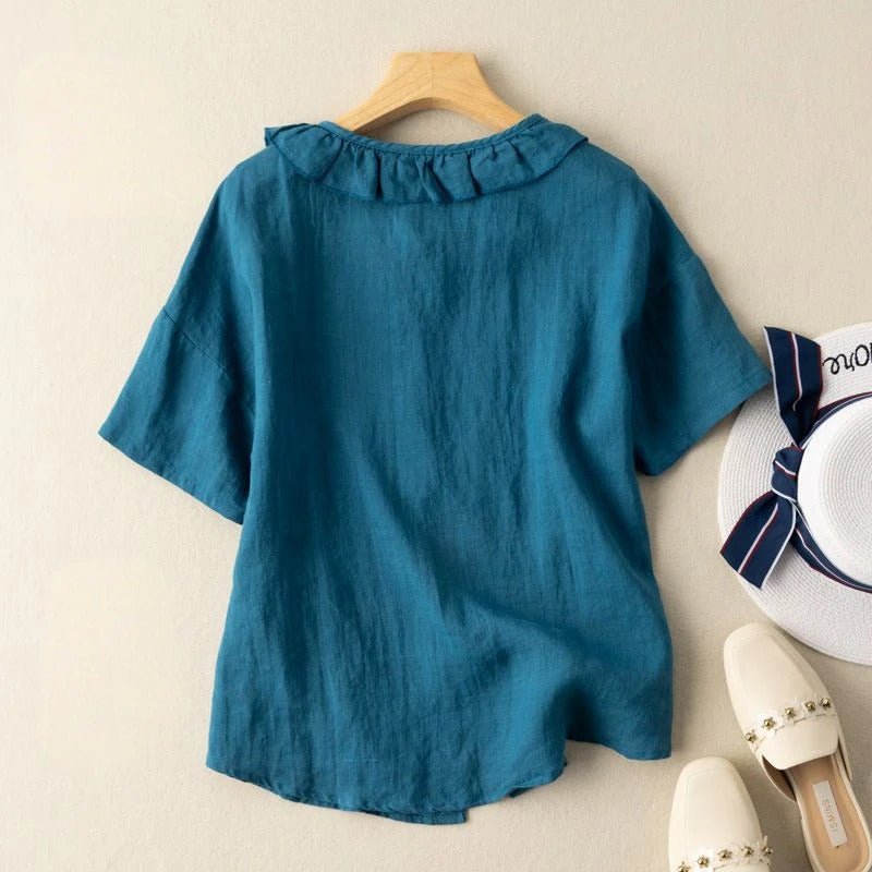 AirSilk Linen Blouse™ — Feel Fresh, Cool, and Stunning All Day Long (Yellow XS) - | Zavonix