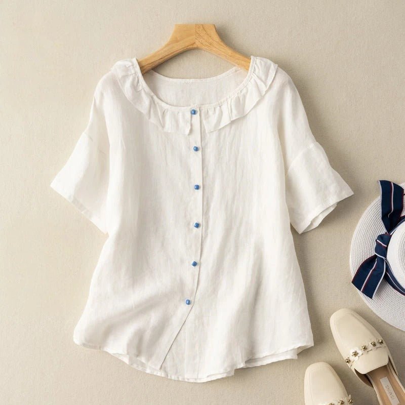 AirSilk Linen Blouse™ — Feel Fresh, Cool, and Stunning All Day Long (Yellow XS) - | Zavonix